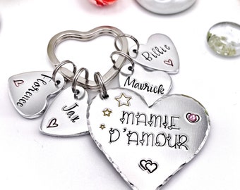 Hand Stamped Mamie Formidable, Personalised Message French Keyring, Cadeau de Noël Mamie