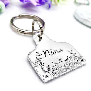 Silver Dog Identity Tag, Dog Identity Tag with Flowers