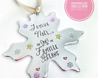 Personalized Christmas Tree Decoration, Family Tree Ornament, Custom Tree Ornament, Joyeux Noël Decoration