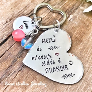 Hand Stamped Maitresse Gift, French Teacher Keyring, Gift French Teacher, Keychain Keyring French Teacher