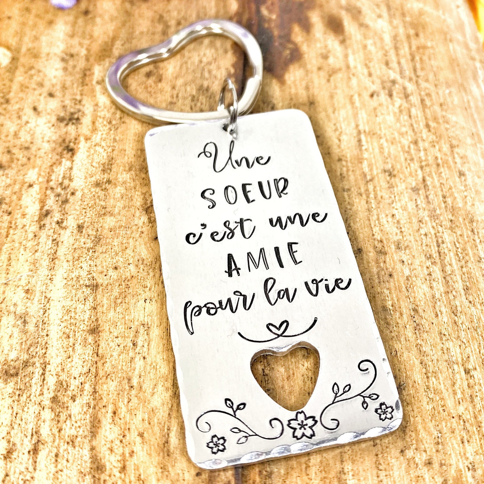 Porte-clés Personnalisé Pour Sœur - Cadeau Original Anniversaire/Noël - Message Touchant - Acier Inoxydable