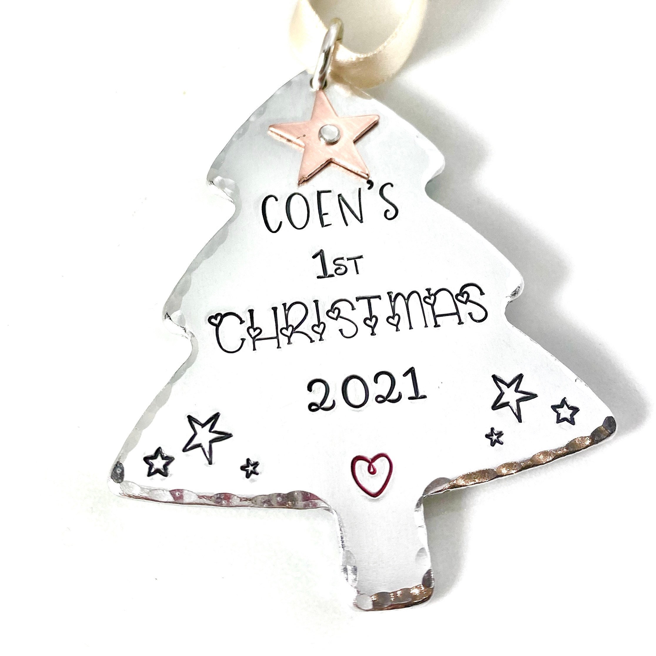 Personalized Christmas Tree Decoration, Baby's First Christmas, Ornament New Baby