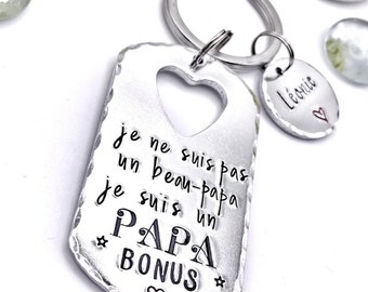 Cadeau Beau Papa, Porte Clé Gravé Personnalisé, Beau Père Porte Clé, Cadeau Papa Fête des Pères