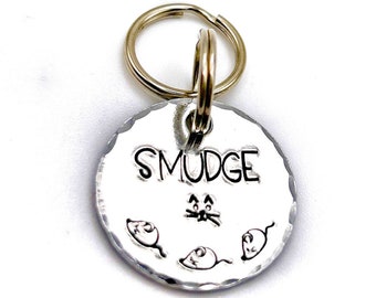 Médaillon d'identité Chat, Médaillon Personnalisé Chat, Médaille Chat Cuivre, Médaillon Gravure Identité Chat