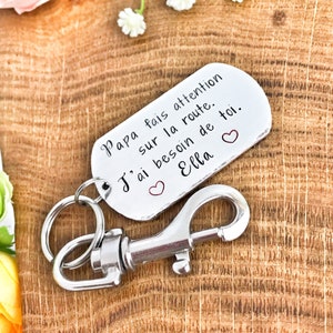 Hand Stamped Papa Keychain Gift for Papa French Keychain image 9