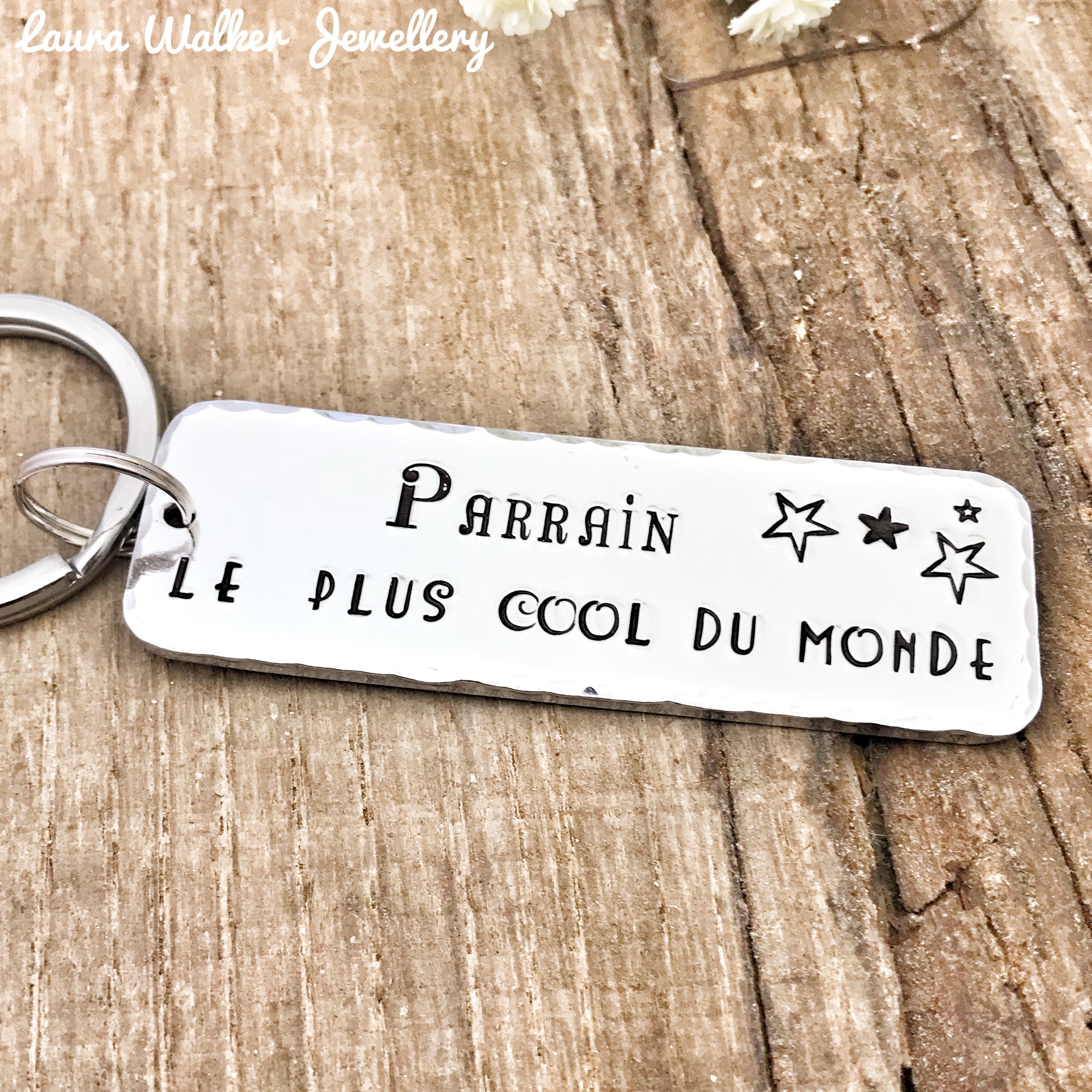 Parrain Porte Clé, Hand Stamped French Keyring, French Godfather Keychain,  Parrain Cadeau 