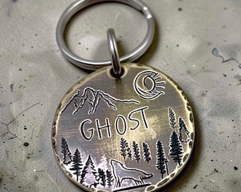 Personalized Brass Dog ID Tag, Custom Pet Dog Tag, Dog Tag Collar, Brass Dog Tag, Identity Tag Dog, Antique Brass Dog Tag