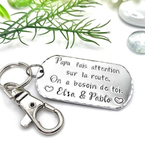 Hand Stamped Papa Keychain Gift for Papa French Keychain image 1