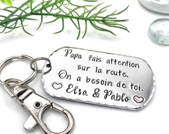 Hand Stamped Papa Keychain - Gift for Papa - French Keychain