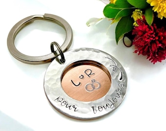 Kupfer Schlüsselanhänger, personalisiertes Geschenk zum Hochzeitstag, Kupfer Hochzeitsgeschenk