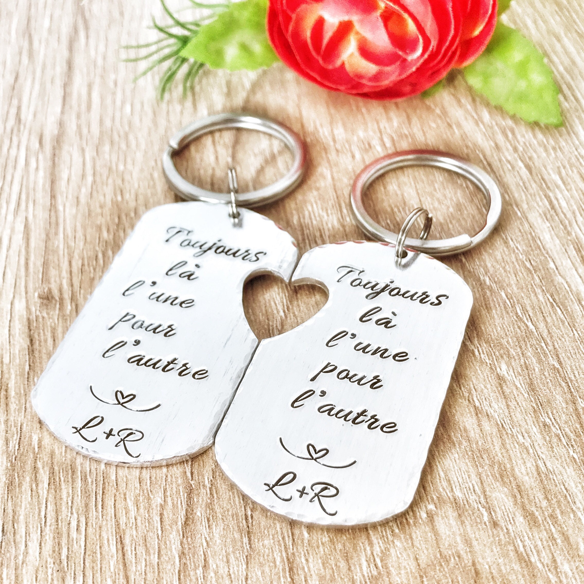 Porte-Clés Couple Embrassant – Cadeau Saint-Valentin, Anniversaire, Mariage – Lui & Elle Noir/Or Rose