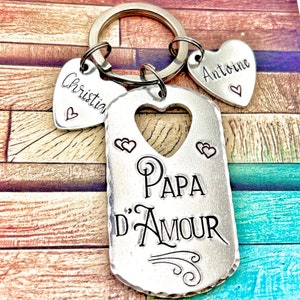 French Papa Keychain, French Custom Keyring, Idea Present French Dad Daddy, Papa d&#39;Amour