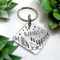 Custom Dog Medal - Pet Name Tag - Wolf Dog Tag with Mountains product logo