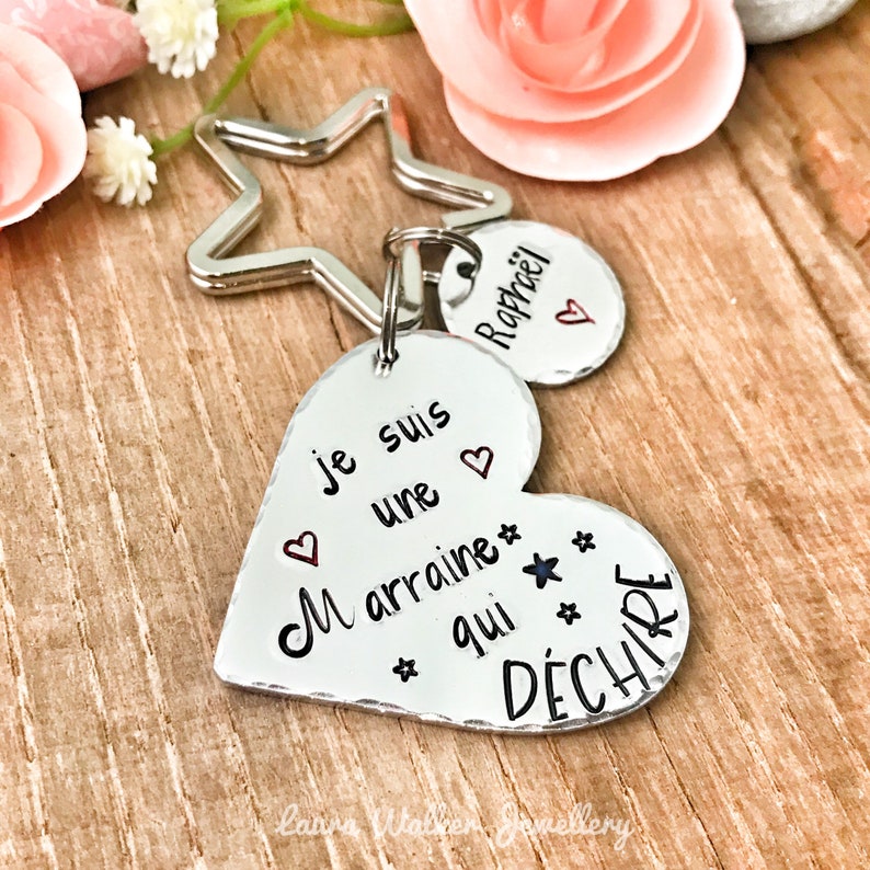 Herzzerreißende Patin, Wunsch der Patin, Schlüsselanhänger der Patin, Geschenk zur Taufe der Patin, tolle Patin, Schmuck der Patin Bild 2