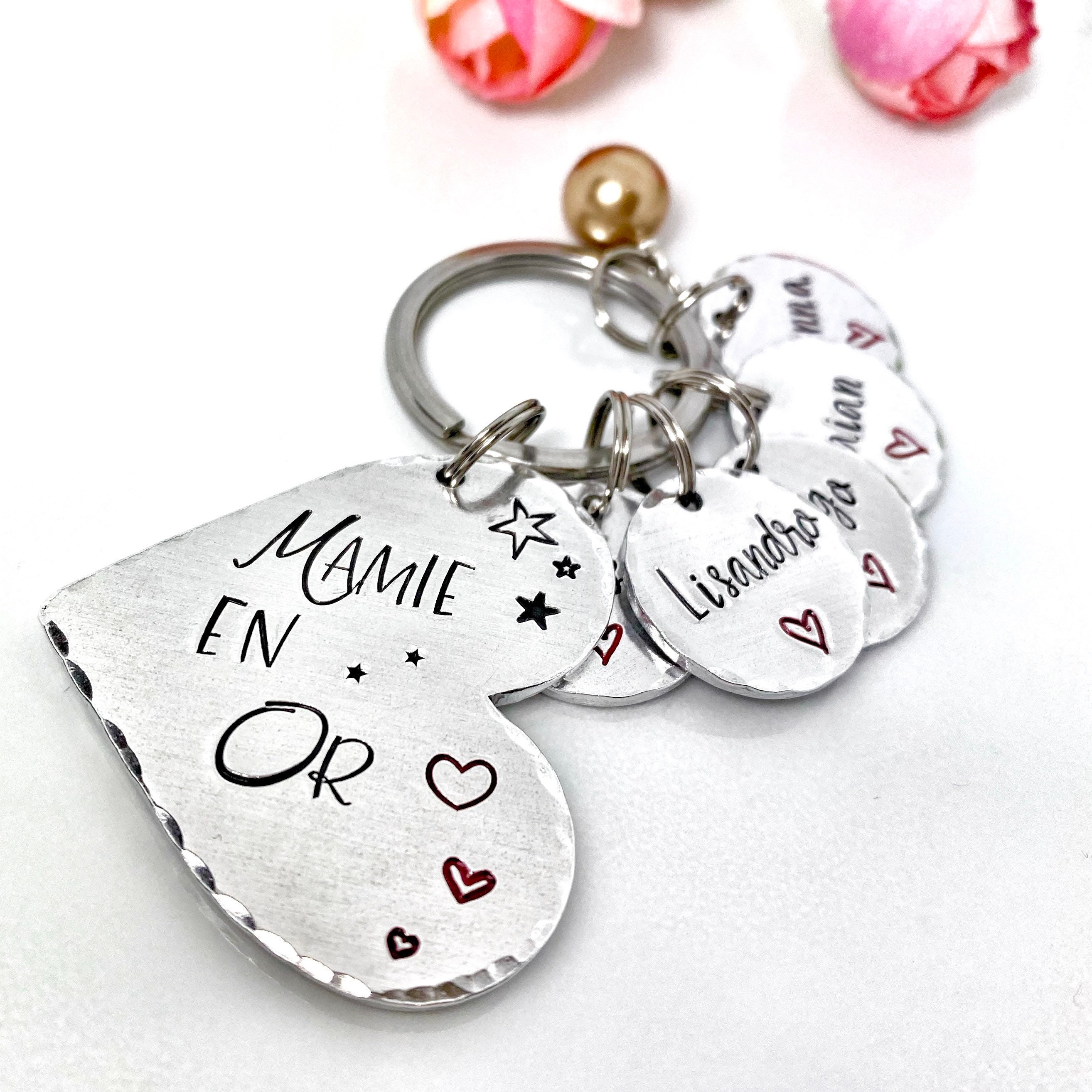 French Nanny Keychain Hand Stamped Mamie En Or Custom French Etsy