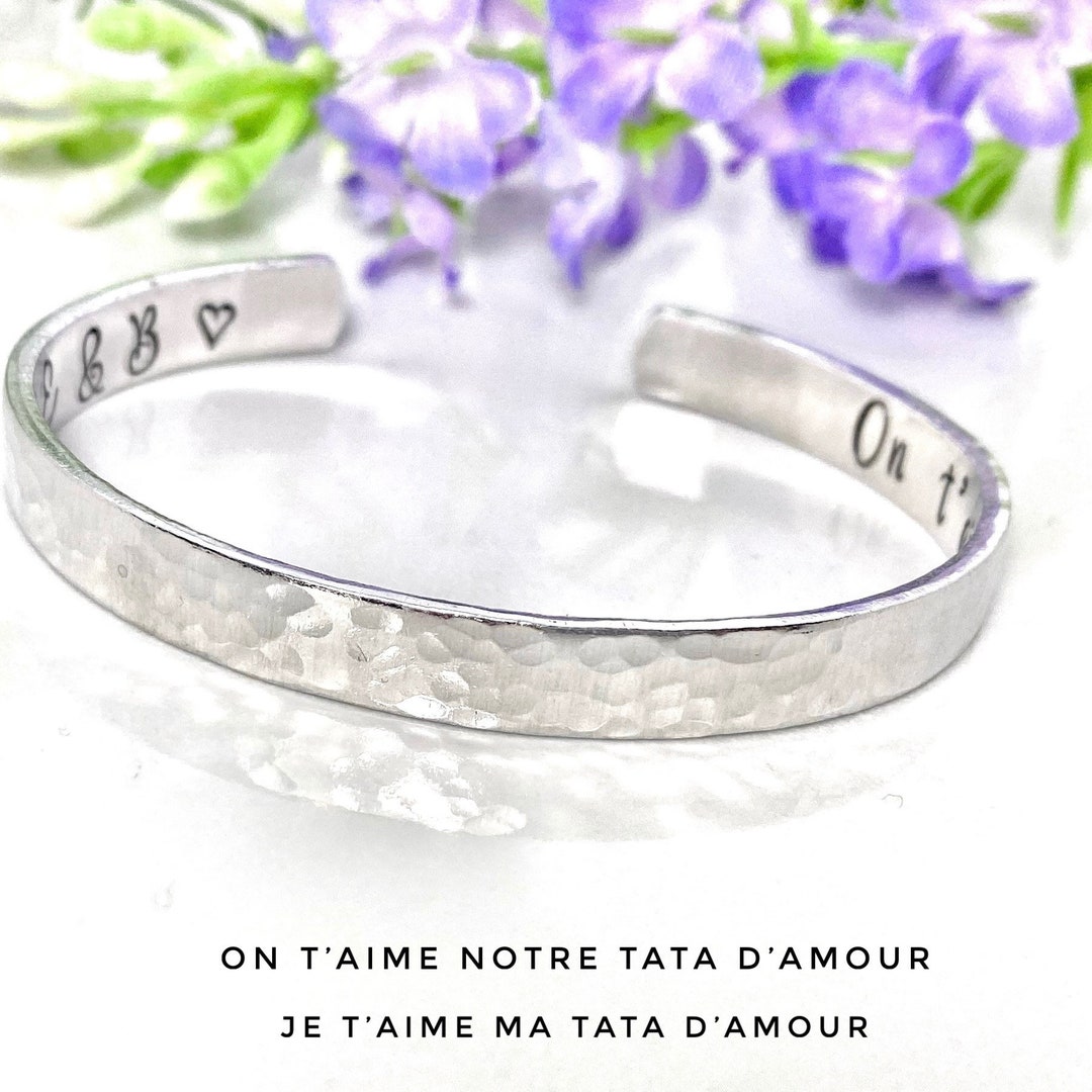 MNBVBV Bracelet Pour Tante - Cadeau Tante Gravée 'Tata D'Amour Pour Toujours' - Idée Cadeau Noël, Anniversaire, Fête Des Mères - 6
