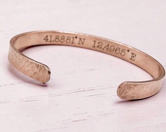 Copper Cuff Bracelet, Hammered Copper Cuff, Copper Message Cuff, Stamped Copper Bangle, Personalised Copper Cuff
