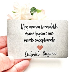 Carte portefeuille personnalisée en métal pour maman - Cadeau souvenir pour maman - Cadeau personnalisé fête des mères