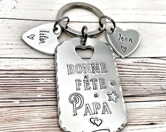 Hand Stamped Papa Keychain - Custom Gift for Papa