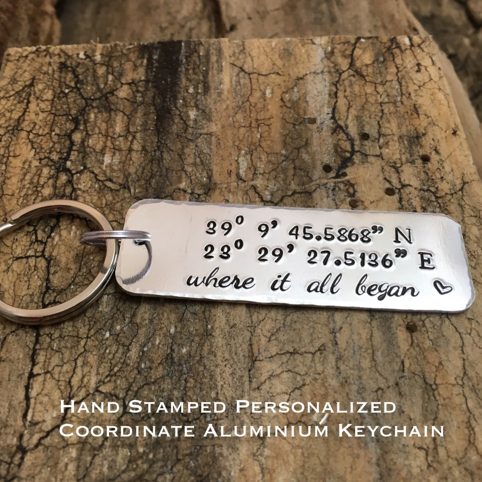 Coordinates Keyring Keychain GPS Keyring Keychain Longitude Etsy
