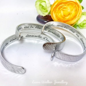 Personalised Cuff Bangle, Custom Metal Bangle, Hand Stamped Message Bangle, Godmother Cuff Bracelet image 4