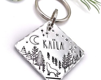 Custom Dog Medal - Pet Name Tag - Dog Tag with Mountains