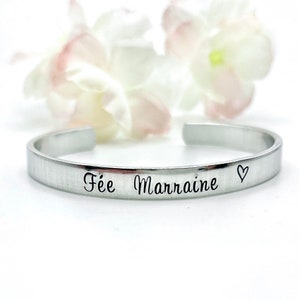 Personalised Cuff Bangle, Custom Metal Bangle, Hand Stamped Message Bangle, Godmother Cuff Bracelet