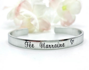 Fée Marraine Bracelet, Demande Marraine, Bijoux Marraine, Bracelet Gravé, Cadeau Marraine, Jonc Marraine, Cadeau Marraine Noël