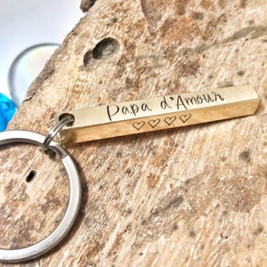 Gift Idea Papa, Personalized Brass Bar Keychain, Brass Bar Name Keychain, Anniversary Gift, Custom Brass Bar Keyring