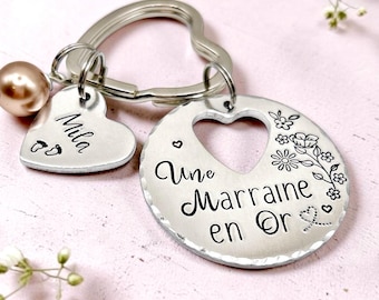 Geschenkidee für die Patentante, Wunsch der Patentante, Goldener Schlüsselanhänger für die Patentante