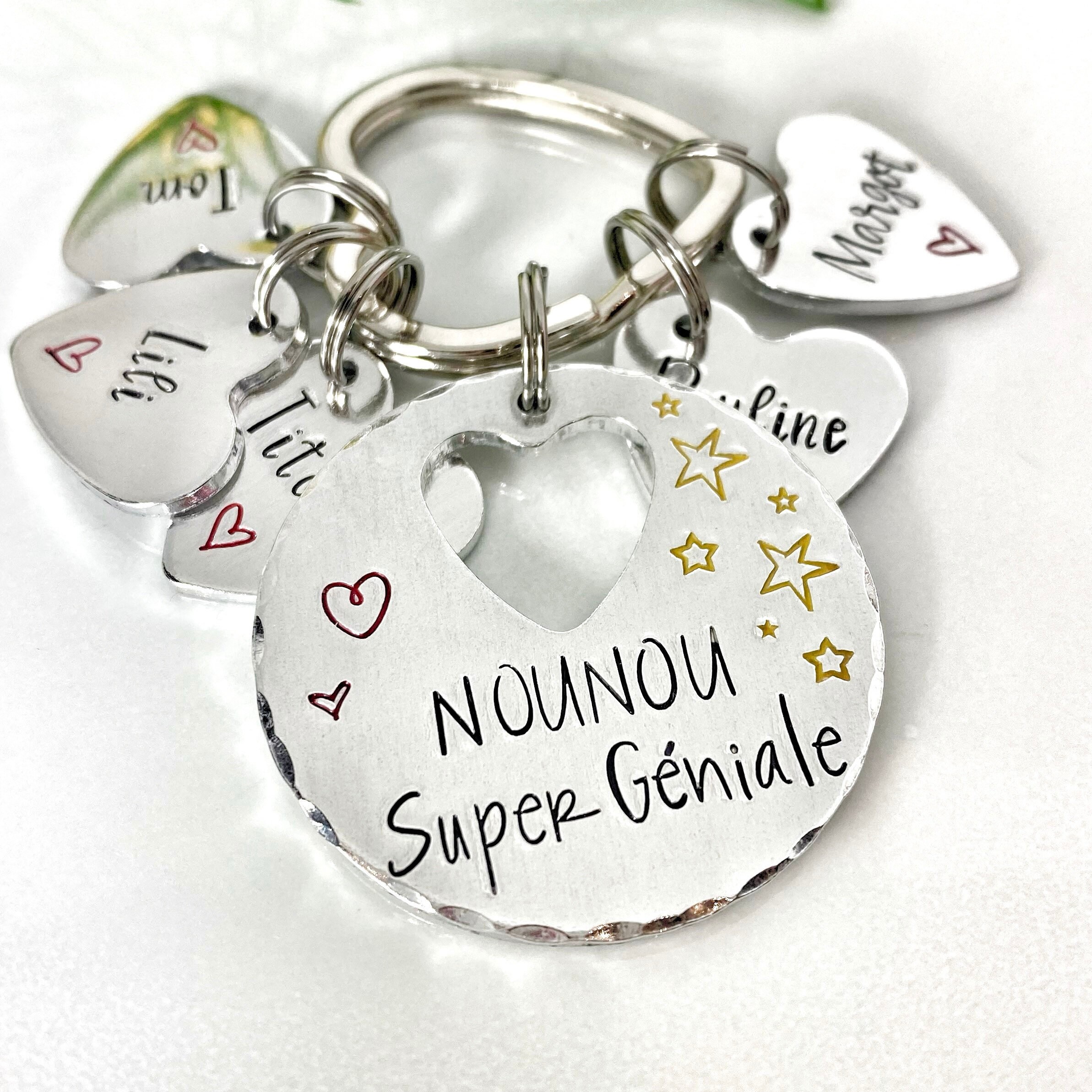 Super Nounou, Hand Stamped Nounou Gift, French Nounou, Keychain Nounou -   Sweden