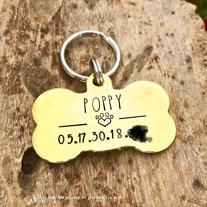 Brass Name Tag Dog Personalized Brass Pet ID Tag Pet ID Etsy