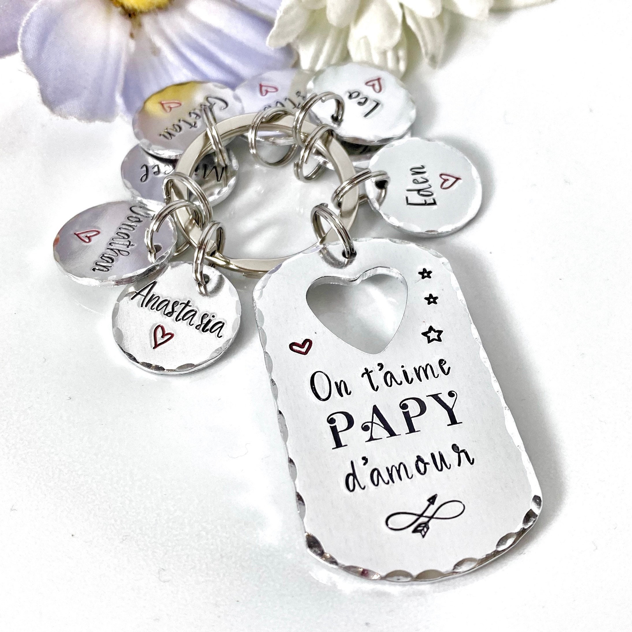 Porte-clés Cadeau "Papy Je T'adore à L'infini" - Émaillé Doré Ou Argenté - Pour Fête Des Grands-pères, Noël, Anniversaire