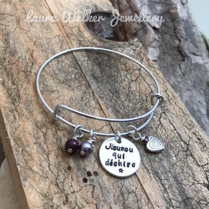 Hand Stamped Personalised French Bracelet, Present End of Term Nounou image 4