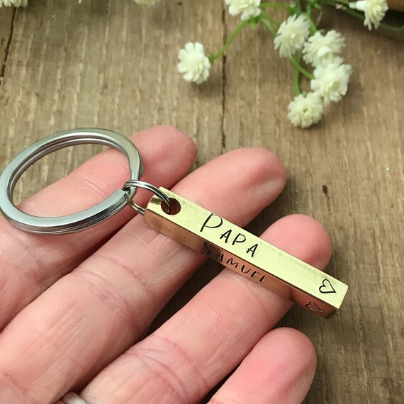 Gift Idea Papa Personalized Brass Bar Keychain Brass Bar Name
