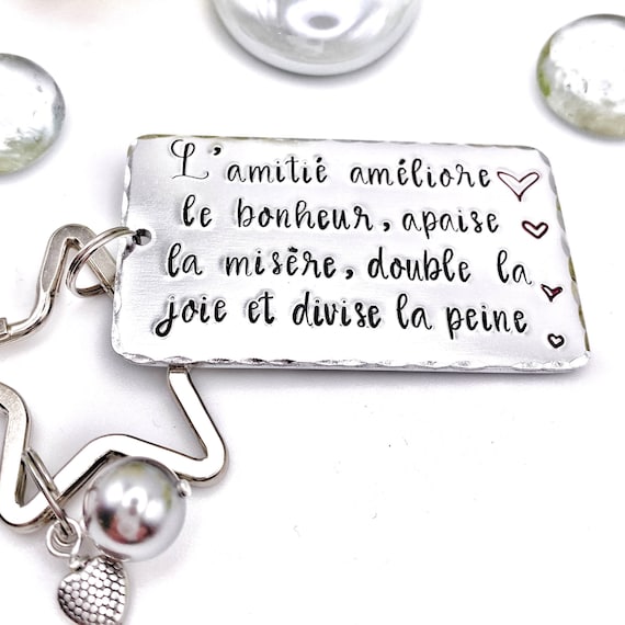 Porte clé message bijoux de sac  Ton amitié est précieuse