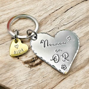 Hand Stamped Nounou Gift, French Nounou, Keychain Nounou