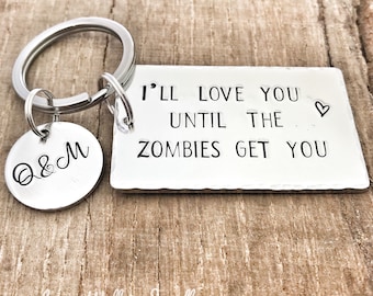 Zombie Keychain, Zombie Gift Partner, Until the Zombies Get You Gift, Zombie Keyring Friend