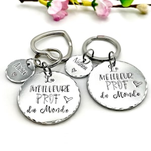 Hand Stamped French Teacher Gift, French Professeur Keyring, Gift French Teacher