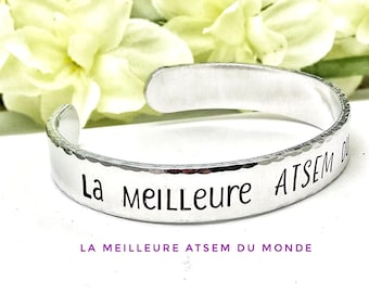Hand Stamped Personalised French Bracelet, Present End of Term ATSEM