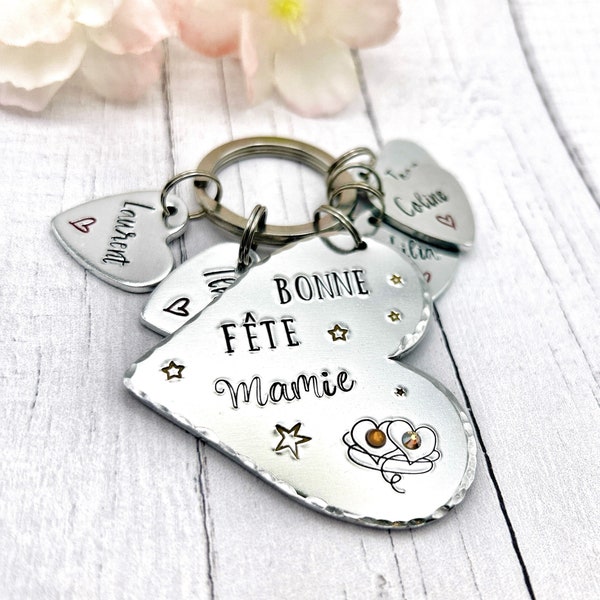 Porte Clé Personnalisé pour Mamie, Cadeau pour la Fête des Grand-Mères