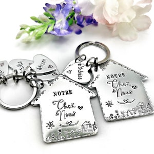 First New Home House Keychain, Home is Where the Heart Is, Gift New Home Owner, New House Gift, Notre Chez Nous image 2