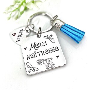 Hand Stamped Nounou Gift, French Nounou, Keychain Nounou, Merci Nounou