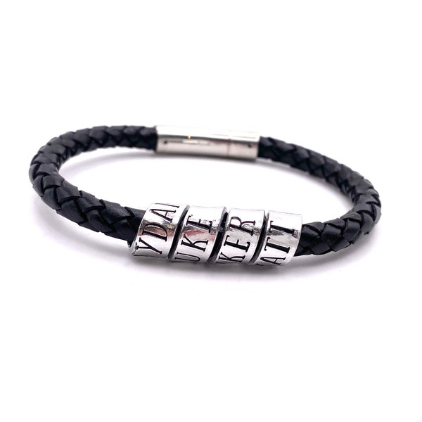 Bracelet Homme Personnalisé, Bracelet Homme en Cuir, Fête des Pères, Cadeau Saint Valentin