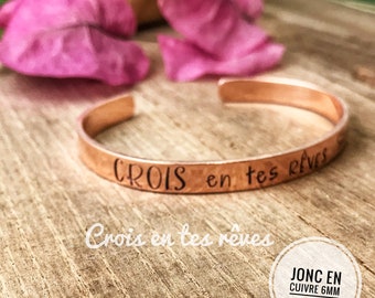 Copper Cuff Bracelet, Hammered Copper Cuff, Copper Message Cuff, Stamped Copper Bangle, Personalised Copper Cuff