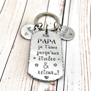 Porte Clé avec Noms pour Papa, Cadeau Personnalisé pour Papa, Cadeau Fête des Pères