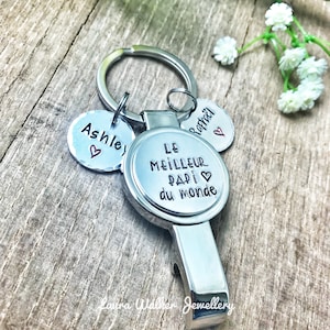 Custom Bottle Opener, Dad Husband Papa Papi, French Father&#39;s Day Keychain