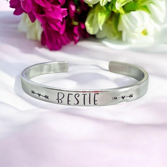 Bracciale Amicizia Gleamart In Acciaio Inox Con Incisione – Cuff Citazione Ispiratrice Per Migliore Amica
