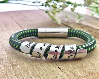 Stamped Secret Message Rope Bracelet, Mens Scroll Bracelet, Mens Paracord Message Bracelet, Father's Day Gift