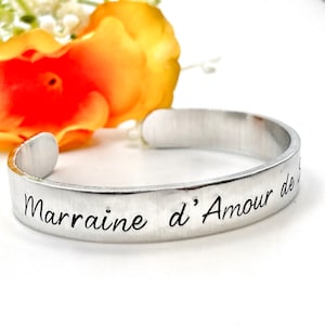Custom Cuff, Personalised Cuff Bangle, Custom Metal Bangle, Hand Stamped Message Cuff, Godmother Cuff Bracelet